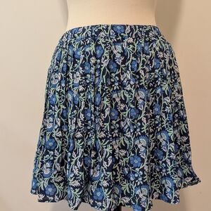 Vineyard Vines Winter Garden Party Blue Floral Pleated Silk Mini Skirt